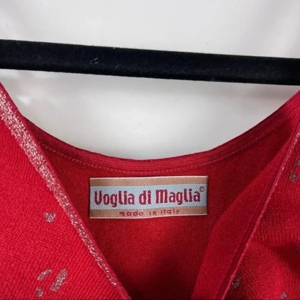 Voglia Di Maglia Y2K Red Leopard Cami Glitter Strap Knit Top Sleeveless 2000s